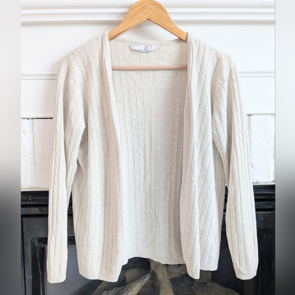 VINTAGE Kathy Froese Cream Cable Knit Cardigan Sweater